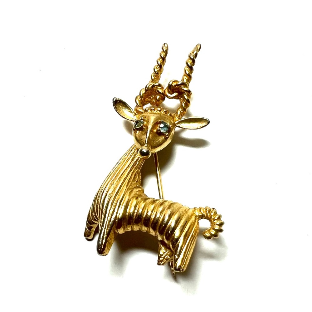 Vintage Gold Tone Gazelle Brooch